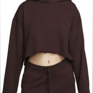 NWT $95 Nike Yoga Luxe Women's Small Cropped Fleece Hoodie Chocolate Brown